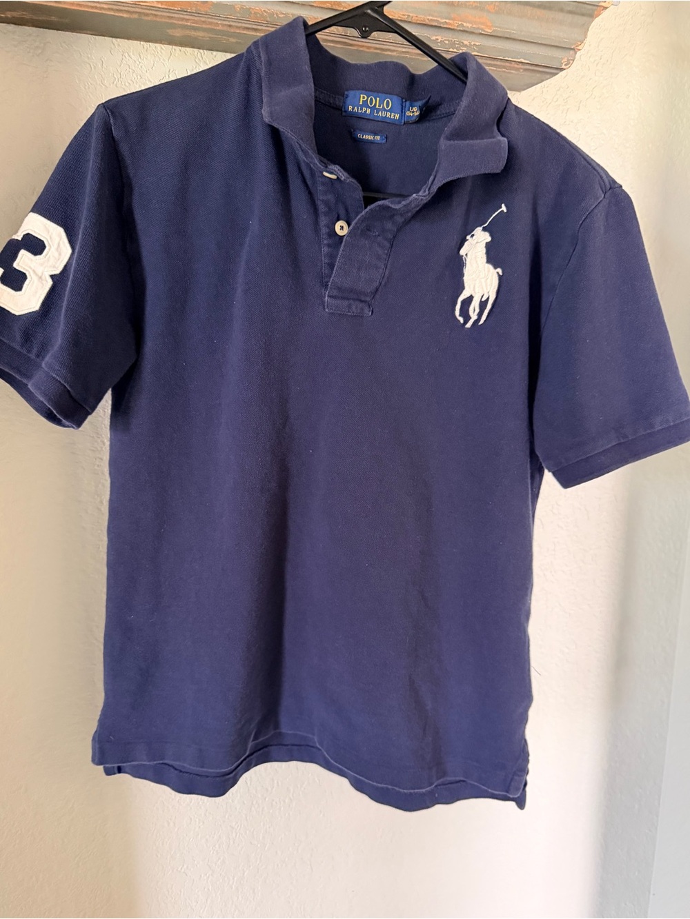 Y2K Style Polo Ralph Lauren Youth L (14-16) Navy Short-Sleeve Polo Large Pony